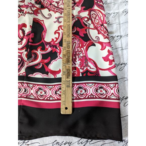 Joseph Ribkoff Scarf Print Paisley Dress Size 10 Fuschia White Black Belted - Picture 8 of 12